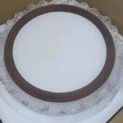 Plafonnier rétro en bois avec diffuseur acrylique circulaire et carré — LZ4X7M