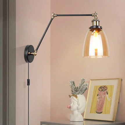 Applique murale LED nordique en verre avec longue perche et interrupteur — LZ4X9QJ