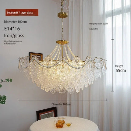 suspension moderne en verre clair style français luxe
