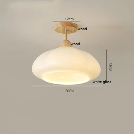 Suspension citrouille en verre LED style japonais vintage bois — LZ4X9P