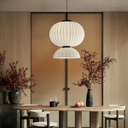 Lustre suspension ovale en tissu style soie japonaise — LZ4X9P2