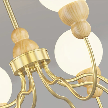 Suspension rétro en verre avec éclairage LED et bois — LZ4X9P