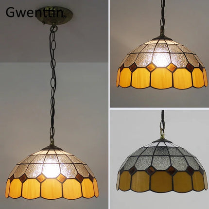Suspension en verre teinté style Tiffany pour décoration intérieure — LZQ7M2