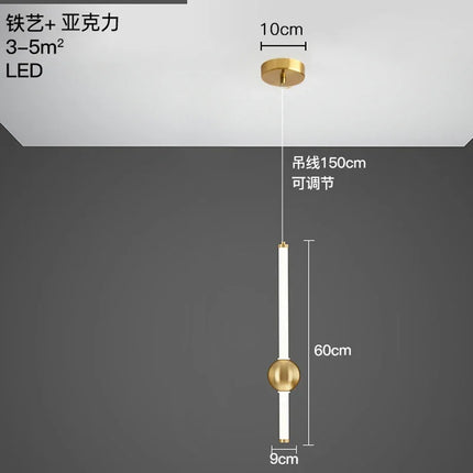 Lustre suspension à barre longue avec éclairage LED intégré — LZ4P9X
