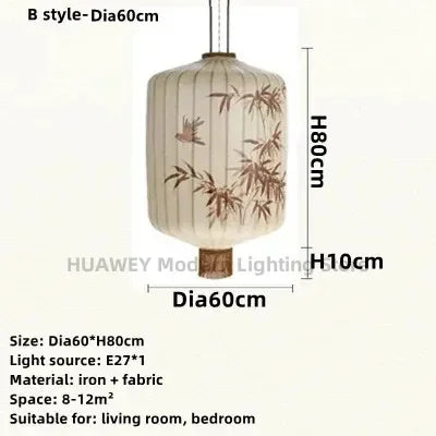 Lustre suspension en tissu rétro pour restaurant et balcon — LZ4P9X