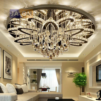 Plafonnier LED moderne en cristal et acier inoxydable pour intérieur — LZ4X9T2
