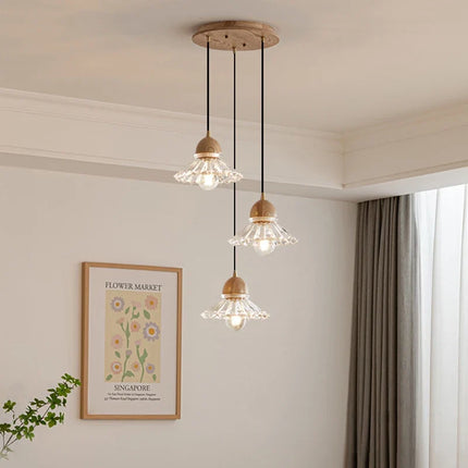 Lustre nordique en bois et verre avec LED japonais — LZ4X9Q7