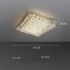 Cristal carré 40cm / Corps de lampe doré / Gradation de trois couleurs