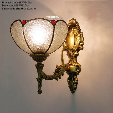 Applique murale décorative en verre avec fleurs turques et abat-jour baroque — LZ4X9T2