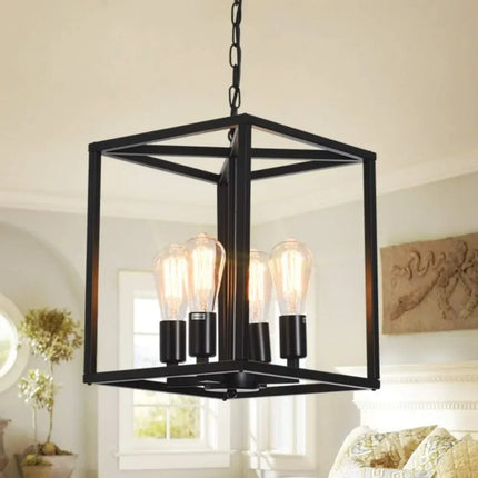 Suspension loft industrielle en fer style lanterne rectangulaire — LZ4X9T2