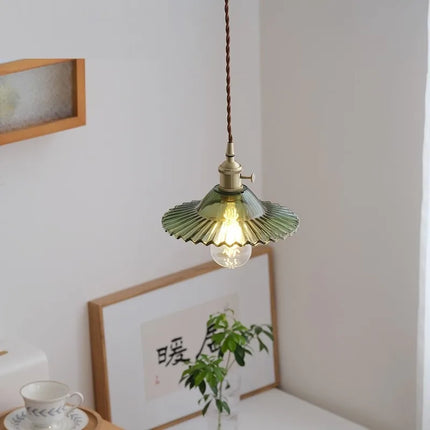 Suspension vintage en verre et laiton style nordique — LZ4X9P2