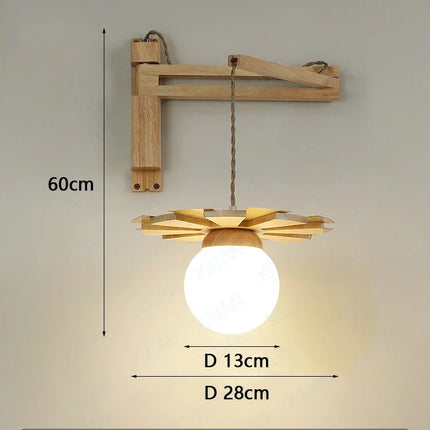 Applique murale en bois nordique avec bras oscillant et LED intégrée — LZ4XJ9