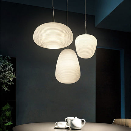 Suspension LED en verre blanc laiteux Caligari design — LZ4X9M