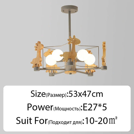 Lustre en bois à motif animal pour chambre d’enfant — LZ4X9P