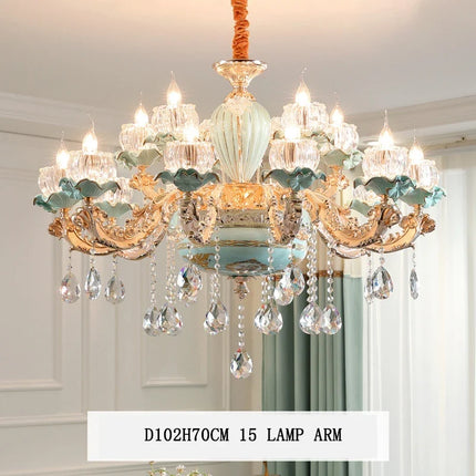 Lustre suspension style européen rétro en cristal et céramique — LZ4D9XQ