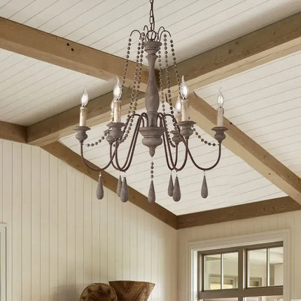 Lustre rétro en bois pour décoration intérieure élégante — LZ4X9T2