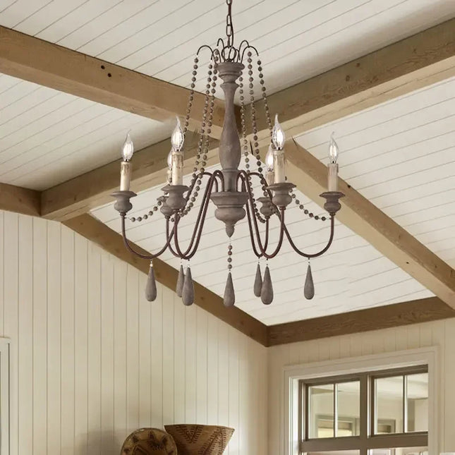 Lustre rétro en bois pour décoration intérieure élégante — LZ4X9T2