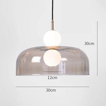 Suspension nordique à double globe en verre pour cuisine et salle à manger — LZ4X9P
