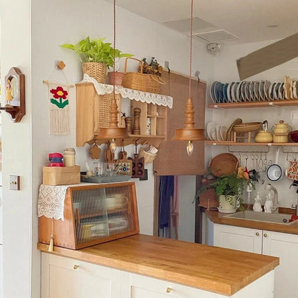 Suspension en bois style rétro pour chevet et restaurant — LZ4P7XQ