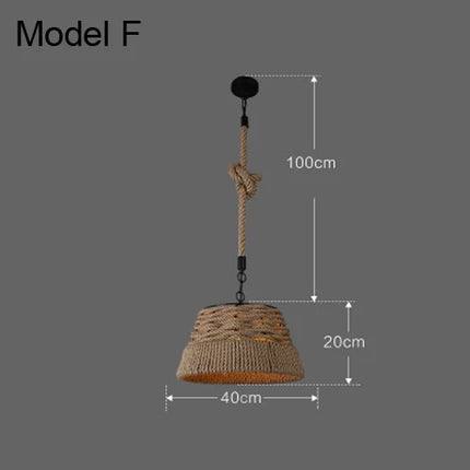 Suspension industrielle rustique avec corde pour intérieur — LZ7D4X