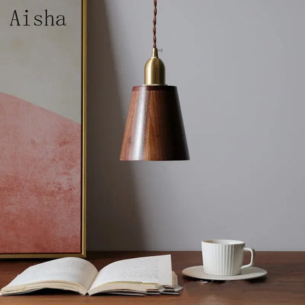Suspension japonaise rétro en noyer pour décoration intérieure — LZ4P9X