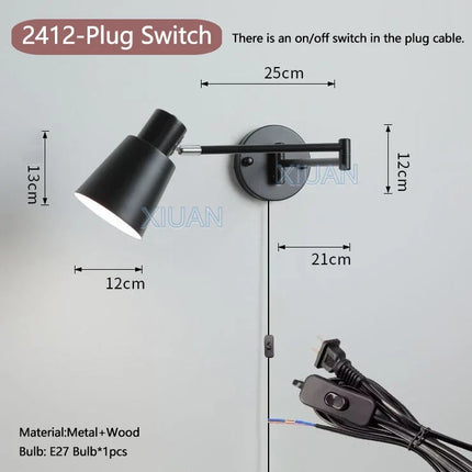 Applique murale LED à bras pivotant avec abat-jour en tissu plissé et métal — LZ4X9JQ