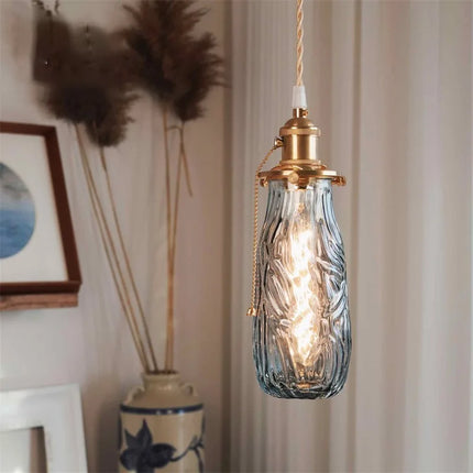 Lustre rétro nordique en laiton avec interrupteur à tirage — LZ4X9T