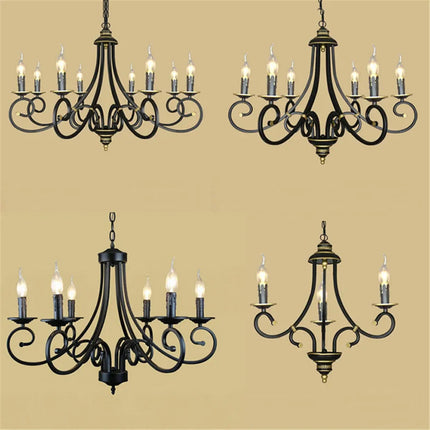Lustre suspension rétro européen en fer pour décoration intérieure — LZ4X9P