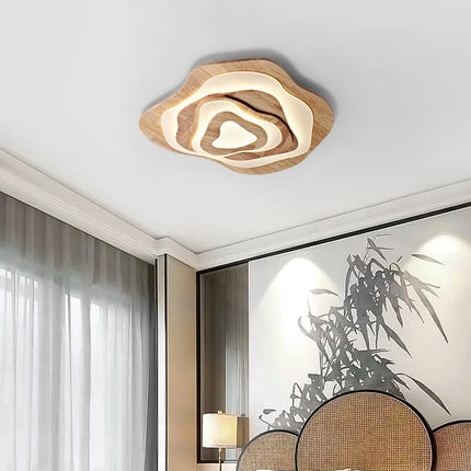 Plafonnier LED zen en bois avec diffuseur nuage acrylique — LZ4X9T