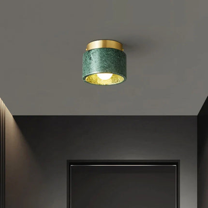 Spot rond en marbre nordique salon chambre décor marbre vert blanc pierre couloir allée lampe