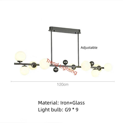 Suspension réglable en métal et verre blanc au design moderne — LZ4X9T