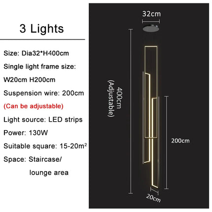 Lustre LED rectangulaire grand modèle finition or noir pour intérieur — LZ4P9XJ