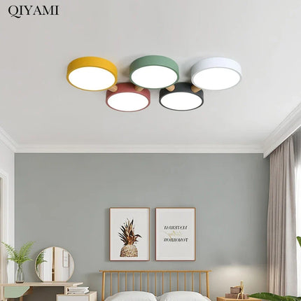 Plafonnier créatif macaron en bois LED multicolore pour intérieur — LZ4X9T2