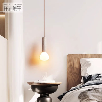 Lustre suspension rétro en pierre de grotte style wabi-sabi — LZ4X9QJ