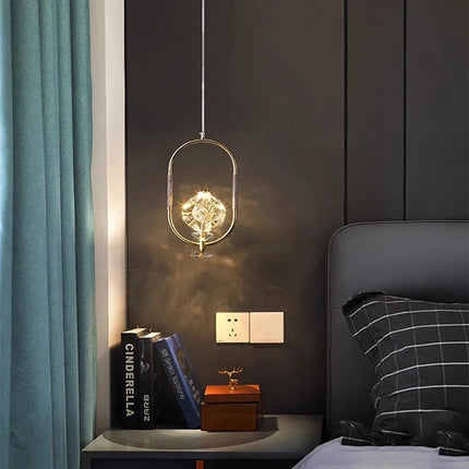 Lustre LED en verre avec ceinture en cuir rétro moderne — LZ4P9XQ