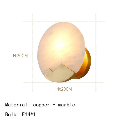 Applique murale ronde en marbre naturel et cuivre — LZ4X9T1
