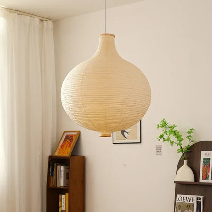 Suspension ronde en papier japonais avec lumière décorative — LZ4X9T