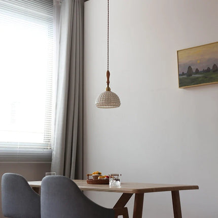 Suspension japonaise vintage en céramique et bois de frêne — LZ4X9P7