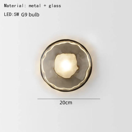 Applique murale nordique en verre transparent et métal doré — LZ4X9T