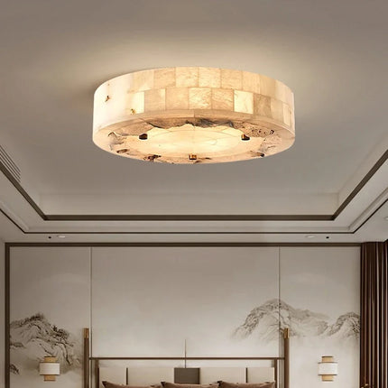 Plafonnier suspension circulaire en marbre naturel 30-40 cm pour salon et salle à manger — LZ4X9J
