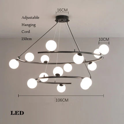 Lustre créatif en fer et verre pour décoration intérieure tendance — LZ4X9T