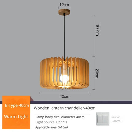 Suspension LED en bois forme citrouille design moderne fait main — LZ4X9T2