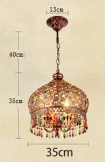 Lustre suspension style bohème vintage en vitrail romantique pour café — LZ3F9XQ