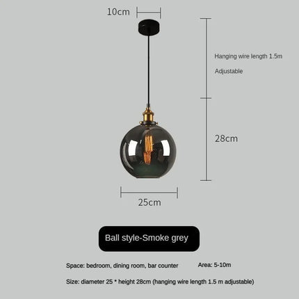 Suspension vintage en verre fumé pour loft et restaurant — LZ4X9P