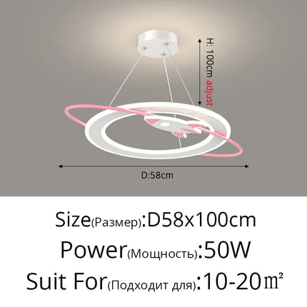 Plafonnier LED suspendu design minimaliste planète avec protection yeux enfant — LZ4X9P2