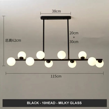 Lustre design boules de verre horizontales
