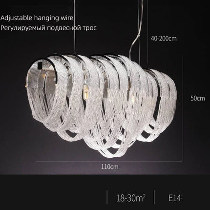 lustre nordique moderne en cristal avec led et glands