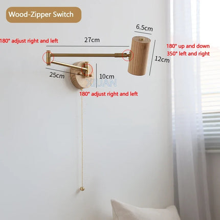 Applique murale Wabi-Sabi à bras long pivotant avec interrupteur — LZ4XJ9