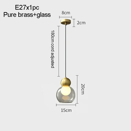 Suspension en verre transparent avec tête décorative en cuivre — LZ4X9P