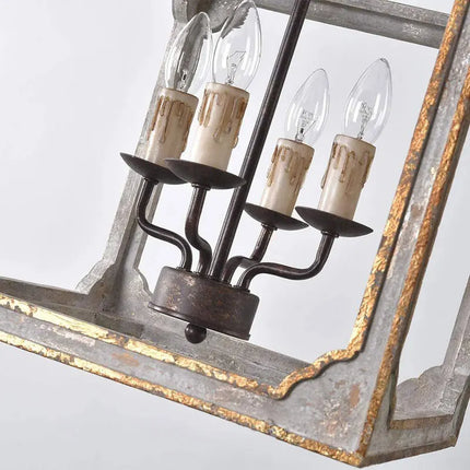 Lustre rétro en bois massif style campagne franco-américain — LZ4X7Q2